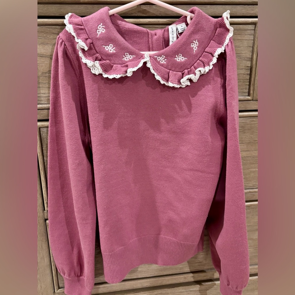 Janie and Jack girls size 10 mauve top Peter Pan collar